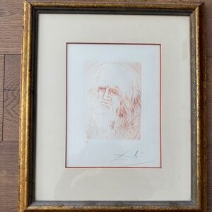 Salvador Dali 1968 Leonardo Da Vinchi Hand Signed Original Etching Painting